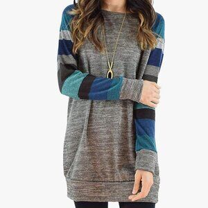 Lightweight Multi-colored Long Sleeved Tunic Sweatshirt